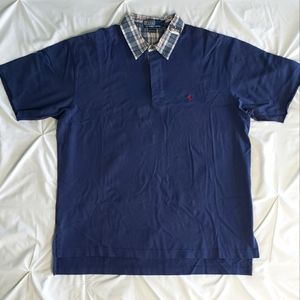 NWT! POLO by Ralph Lauren Men's SS Plaid Collar Polo Shirt (L) Navy